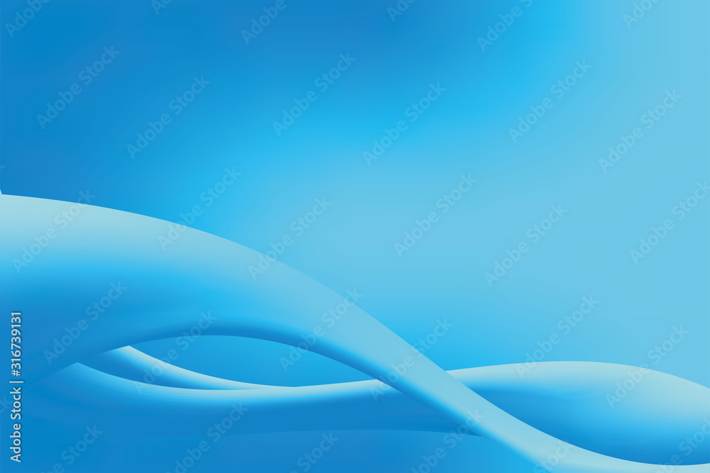 Abstract Blue Wave Background Template Vector, Blue Background with Smooth Wave Liquid Design - obrazy, fototapety, plakaty 