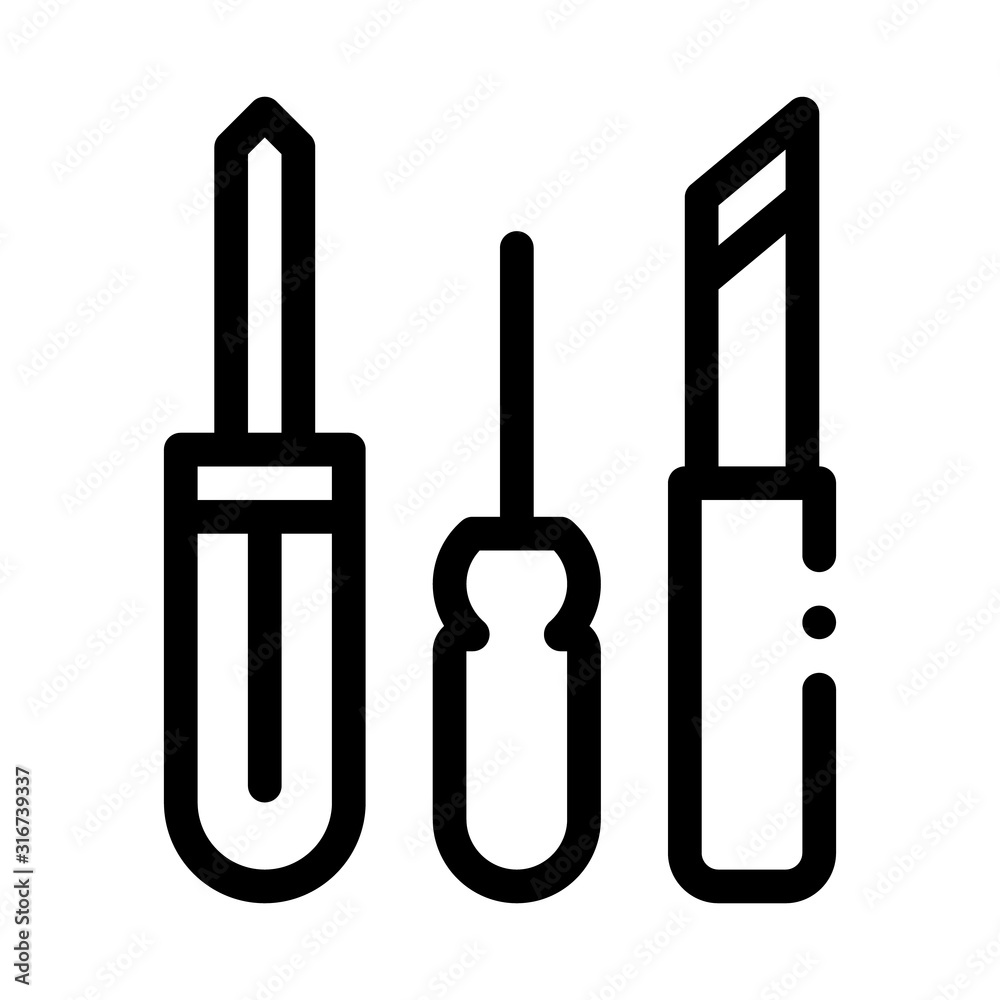 Shoe Repair Tools Icon Vector. Outline Shoe Repair Tools Sign. Isolated Contour Symbol Illustration Shoe Repair Tools Icon Vector. Outline Shoe Repair Tools Sign. Isolated Contour Symbol Illustration