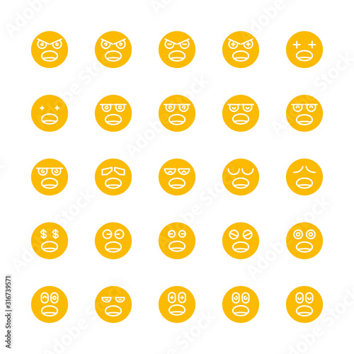 yellow emoticon, emoji circle face set