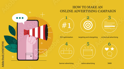 Online advertising concept. How to make an online advertising campaign