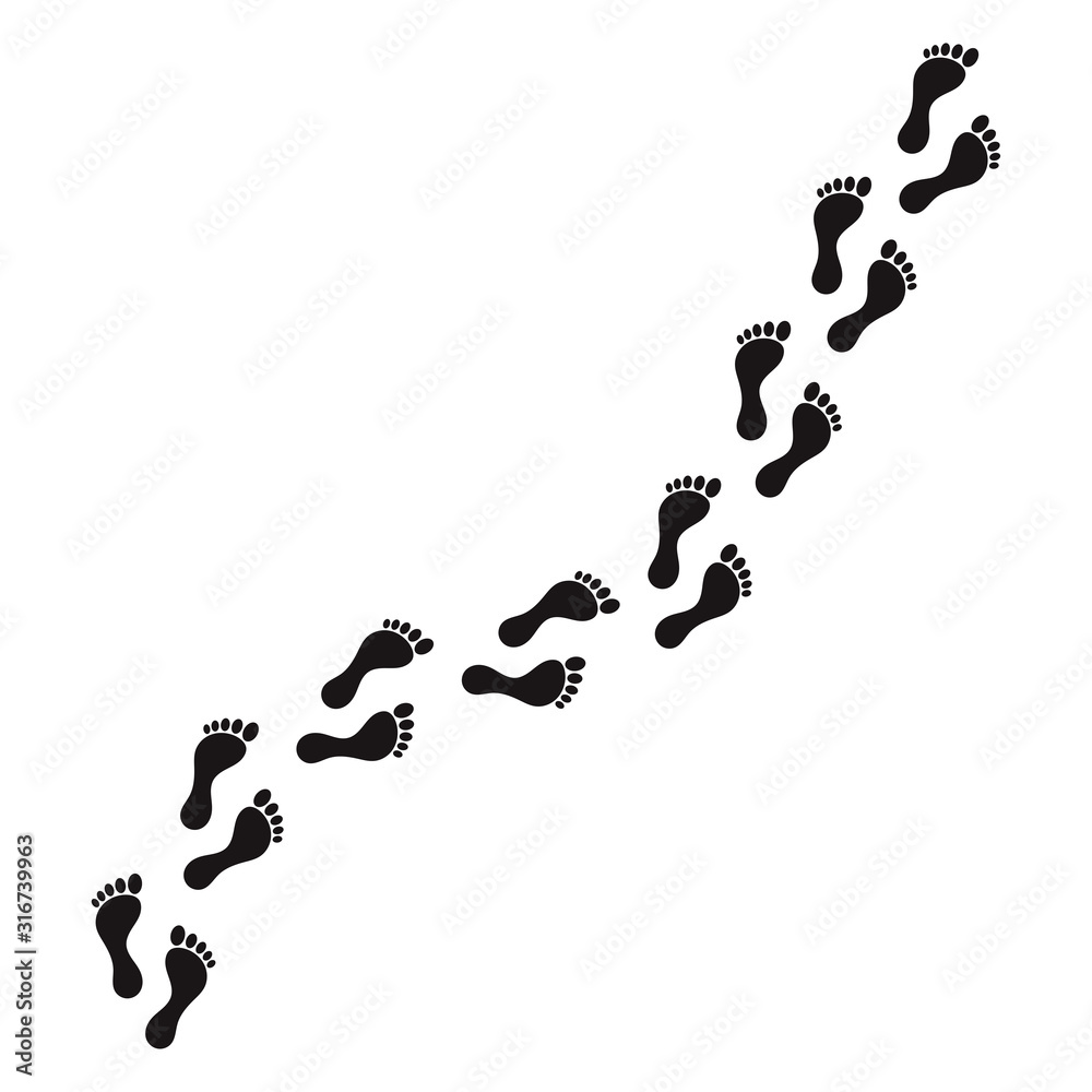 Footprint path vector isolated on white background. Human footprints icon vector isolated on white background Footprint path vector isolated on white background. Human footprints icon vector isolated on white background