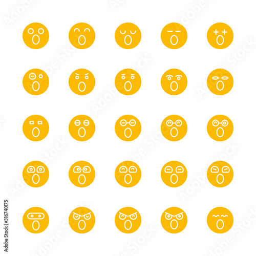 yellow emoticon, emoji circle face set