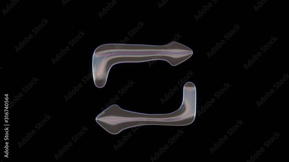 3D rendering of distorted transparent soap bubble in shape of symbol of repeat isolated on black background 3D rendering of distorted transparent soap bubble in shape of symbol of repeat isolated on black background