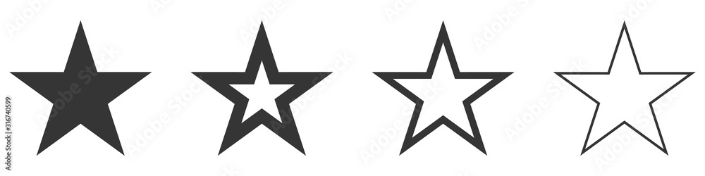 Star vector icons. Set of star symbols isolated.