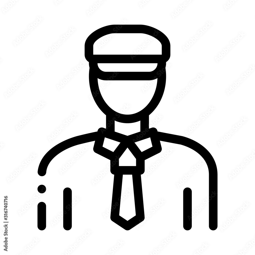 Custom Police Man Icon Vector. Outline Custom Police Man Sign. Isolated Contour Symbol Illustration Custom Police Man Icon Vector. Outline Custom Police Man Sign. Isolated Contour Symbol Illustration