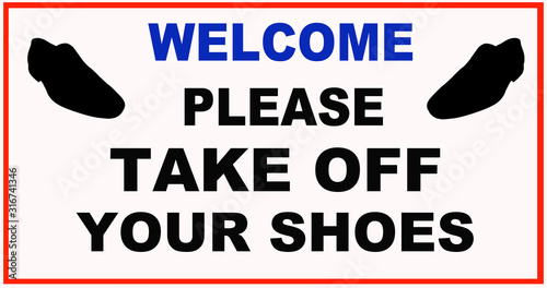 Картината върху платно a sign that says : TAKE OFF SHOES
