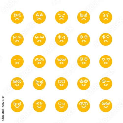 yellow emoticon, emoji circle face set