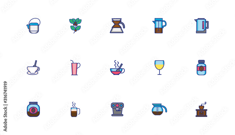 bundle of coffee set icons bundle of coffee set icons