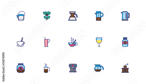 bundle of coffee set icons