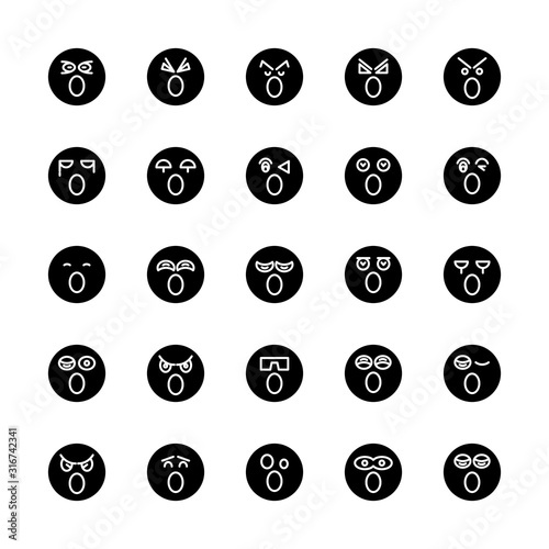 emoticon, emoji circle face set