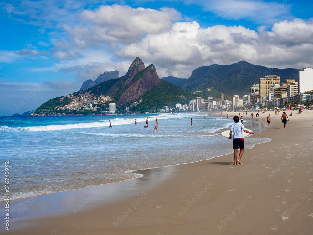 Ipanema beach, Leblon beach and mountain Dois Irmao (Two Brother) in Rio de Janeiro, Brazil Ipanema beach, Leblon beach and mountain Dois Irmao (Two Brother) in Rio de Janeiro, Brazil