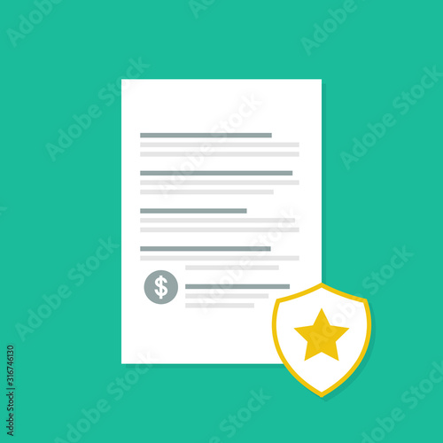 Penalty document with shadow. Flat style