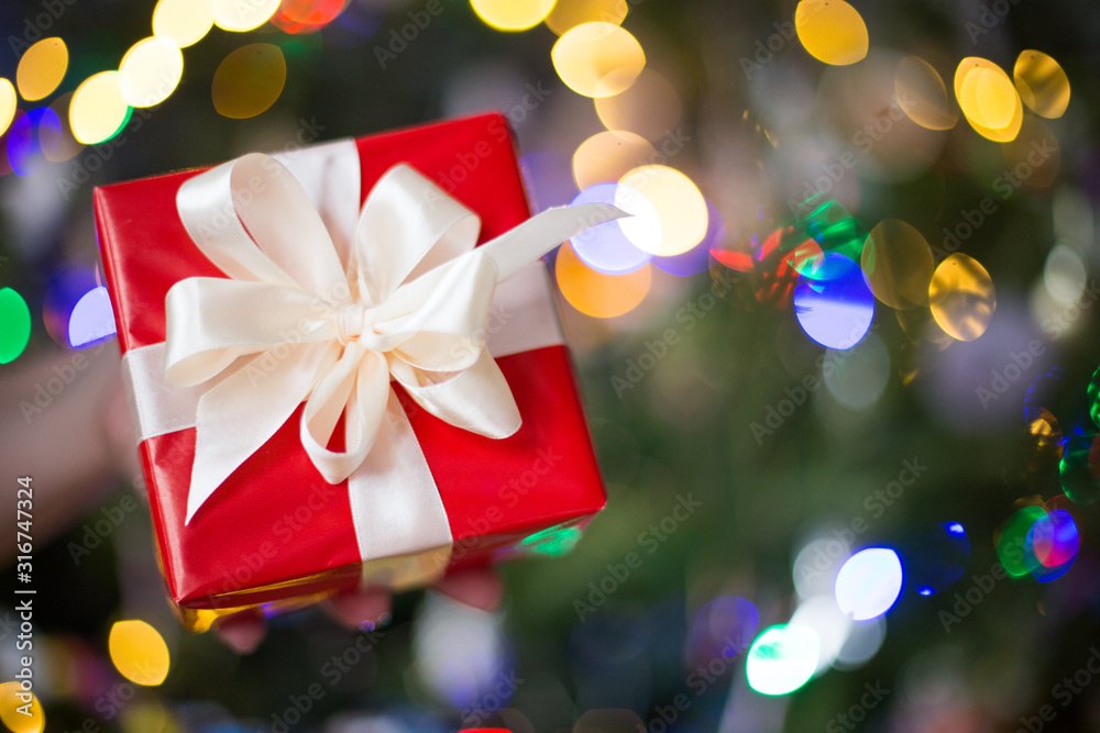 gift - red box with a gift for the holidays