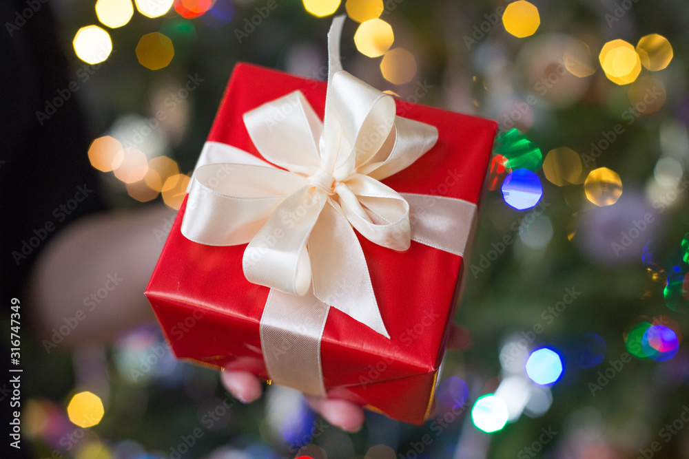 gift - red box with a gift for the holidays
