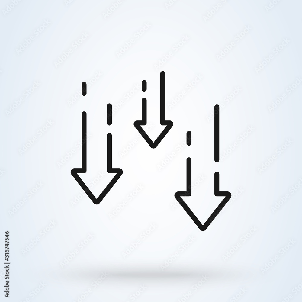 decrease reduce arrow line icon. vector Simple modern design illustration. decrease reduce arrow line icon. vector Simple modern design illustration.