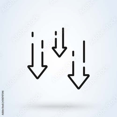 decrease reduce arrow line icon. vector Simple modern design illustration.