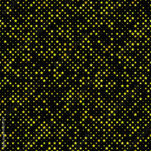 Yellow seamless pentagram star pattern background - vector design