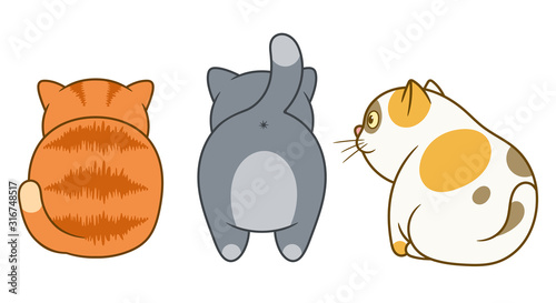 Three cartoon cats