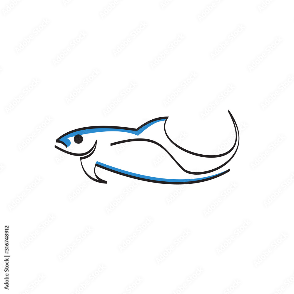 Fish line logo icon design is perfect for seafood restaurants Fish line logo icon design is perfect for seafood restaurants
