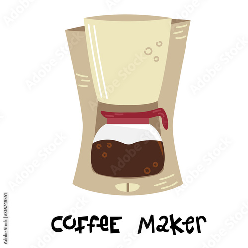 Flat vector coffee maker. Alternative methods of brewing coffee. Coffee culture.