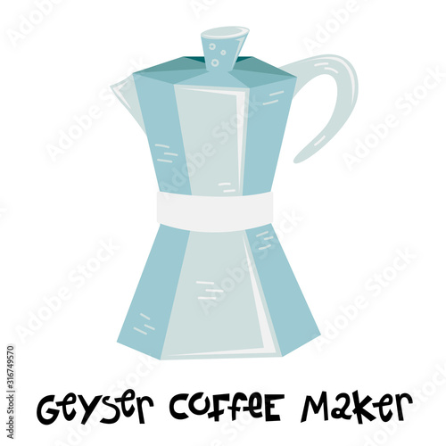 Flat vector geyser cofee maker. Alternative methods of brewing coffee. Coffee culture.