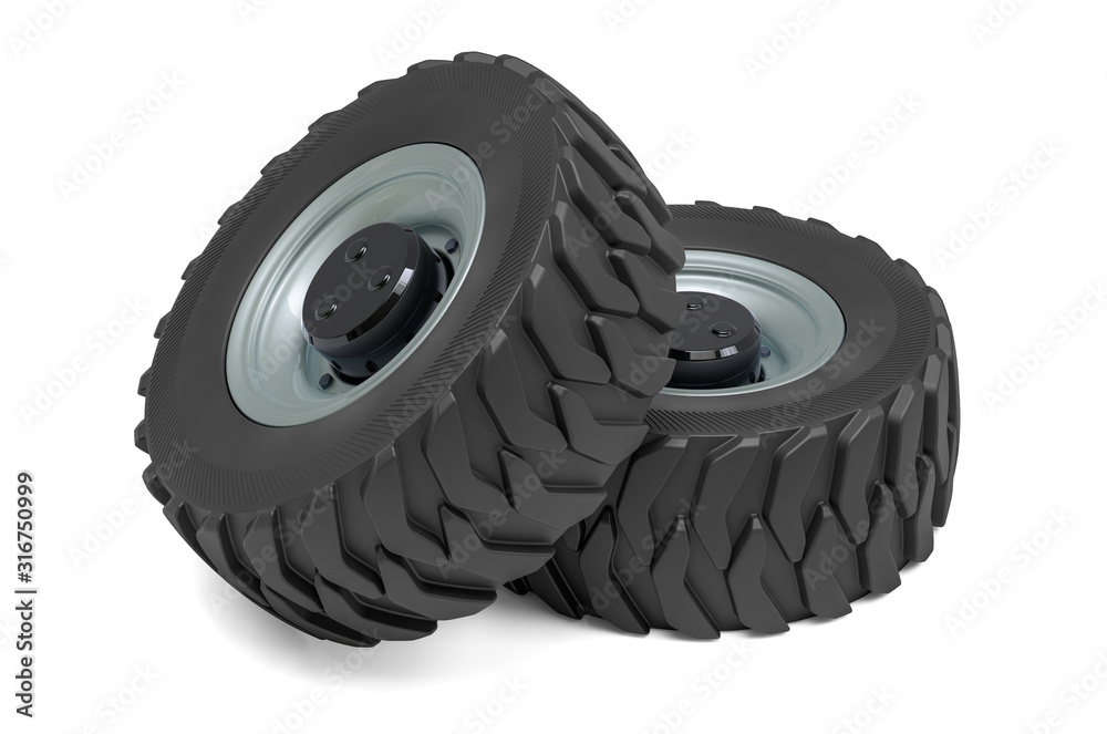Forklift Truck wheels, 3D rendering Forklift Truck wheels, 3D rendering