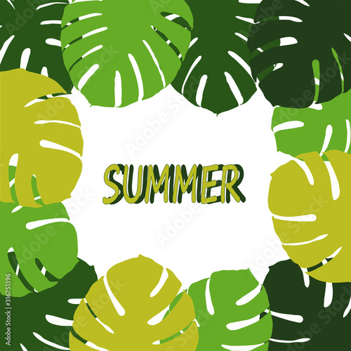 Tropic leaves card with inscription 