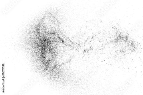 Black Grainy Texture Isolated On White Background. Dust Overlay. Dark Noise Granules. Digitally Generated Image. Vector Design Elements, Illustration, Eps 10.