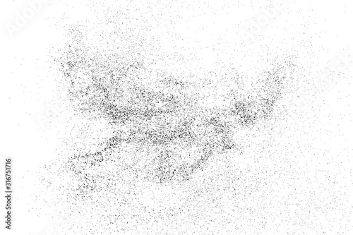 Black Grainy Texture Isolated On White Background. Dust Overlay. Dark Noise Granules. Digitally Generated Image. Vector Design Elements, Illustration, Eps 10.