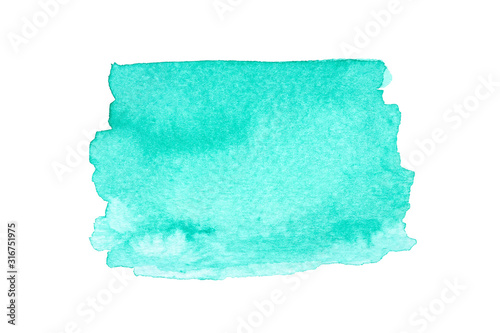 Green watercolor painting isolated on white background 