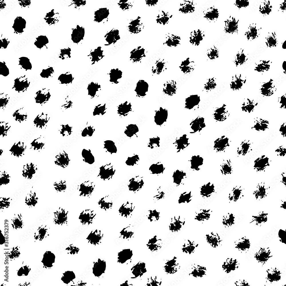 Naklejka Grunge brush stroke seamless pattern. Abstract texture hand drawn with a ink. Vector Monochrome Scandinavian background