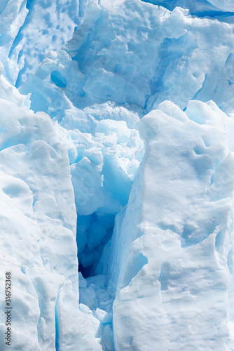 Close up of the layers of ice on Perito Moreno Glacier, Argentina