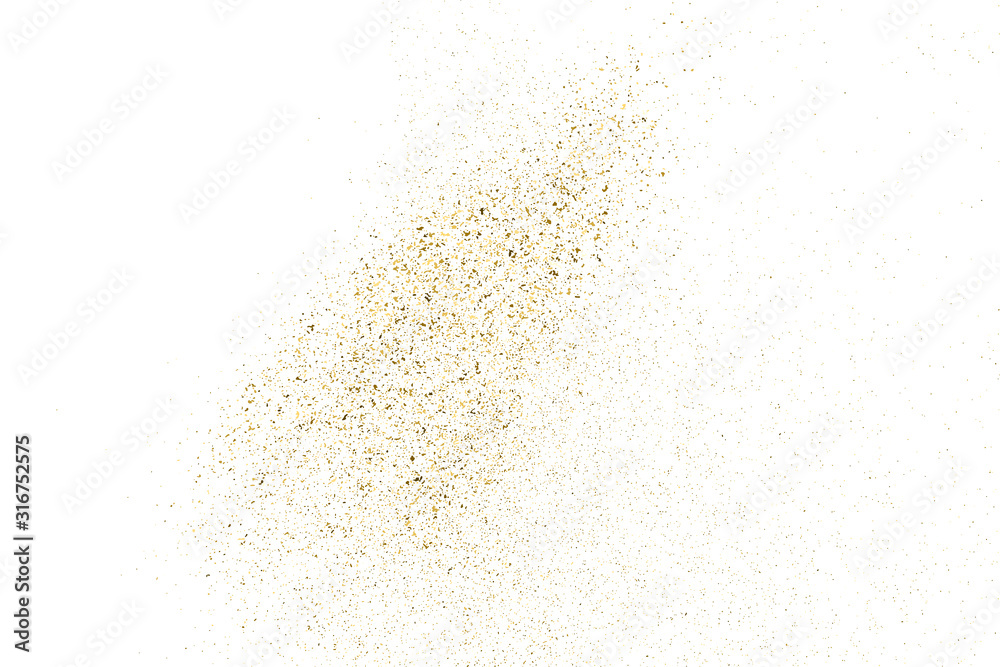 Gold Glitter Texture Isolated On White. Amber Particles Color. Celebratory Background. Golden Explosion Of Confetti. Design Element. Digitally Generated Image. Vector Illustration, Eps 10.