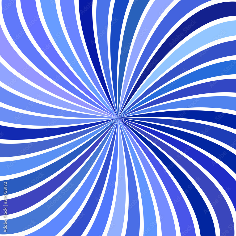 Fototapeta premium Blue psychedelic geometrcial spiral stripe background - vector curved burst graphic