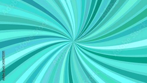 Turquoise hypnotic abstract striped spiral background design - vector graphic with swirling rays