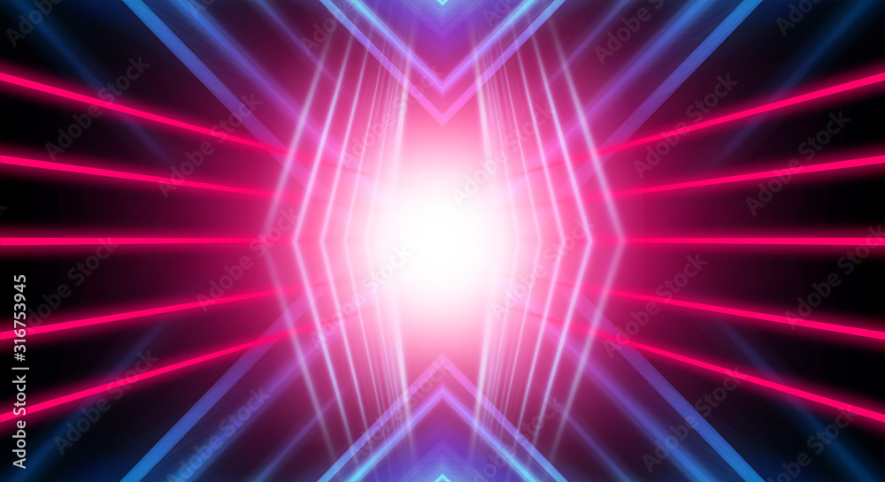 Modern abstract neon background. Blue and pink neon light, rays, lines, abstract light. Empty background, scene, poster. Light tunnel. Modern abstract neon background. Blue and pink neon light, rays, lines, abstract light. Empty background, scene, poster. Light tunnel.