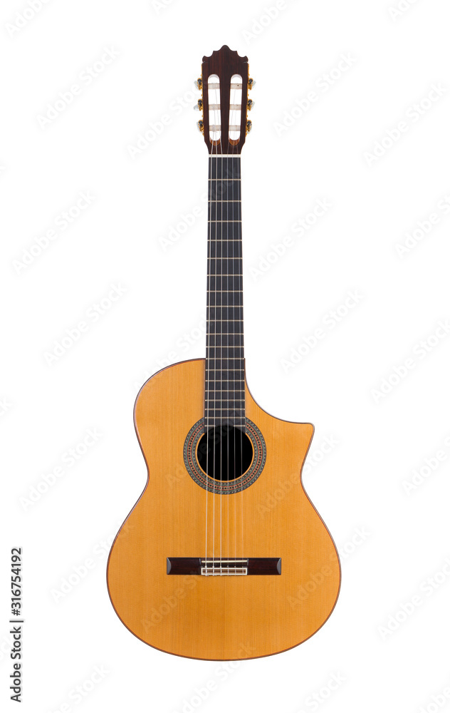 Classical guitar isolated on white background