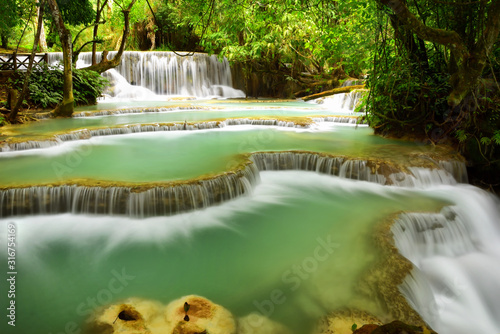 Kung Si waterfall at Luang Prabang in Laos  Natural background