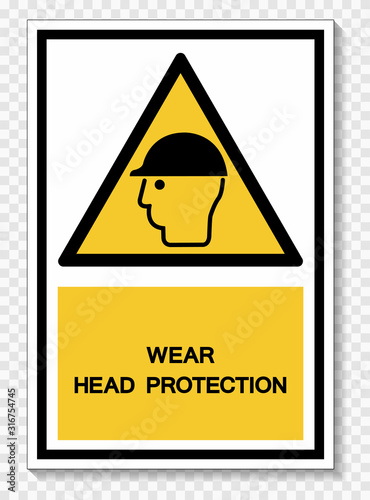 Wear Head Protection Symbol Sign Isolate On White Background,Vector Illustration EPS.10