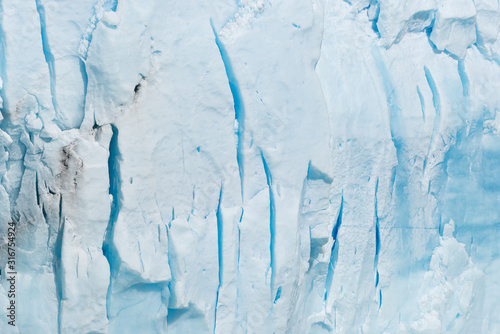 Close up of the layers of ice on Perito Moreno Glacier, Argentina