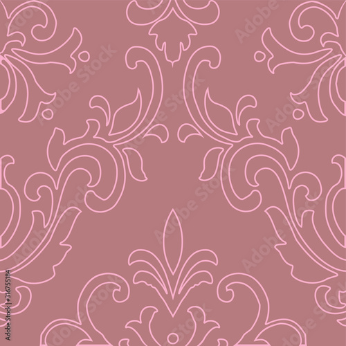 Vector floral pattern for decoration. Vintage baroque ornament background. Pink texture with flower elements for wall ceramic tile print, wallpaper, textile and tapestry embroidery.