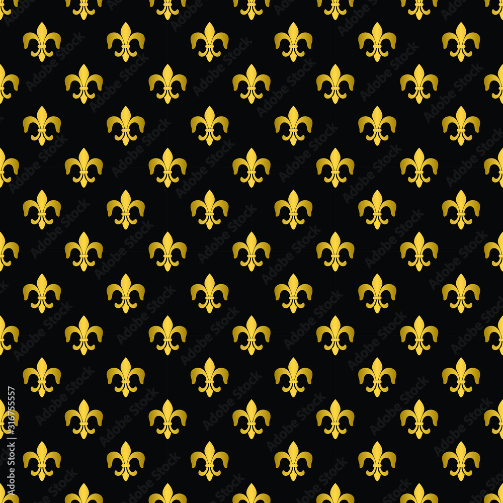 Fleur-de-lis seamless texture, pattern, background. Heraldic lily vector wallpaper 