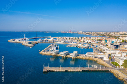 Cyprus. Limassol. Yacht Club in Cyprus. The pier of the city of Limassol. Yacht club in Limassol top view. Berth in the resort of the Republic of Cyprus. Yacht Holidays in the Mediterranean.