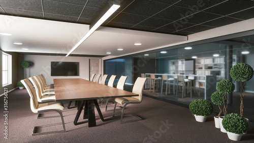 Modern office meeting room interior. 3d illustration