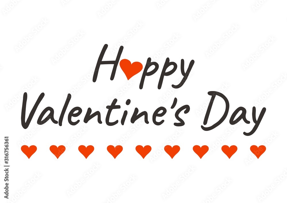 Happy Valentine's Day greeting card with red hearts. Vector illustration