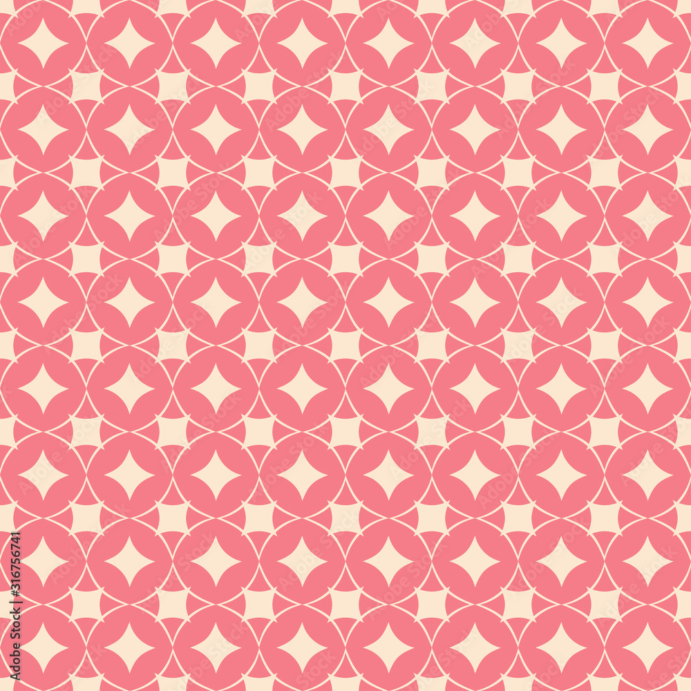 Geometric seamless pattern. Beige sqaure print on pink background Geometric seamless pattern. Beige sqaure print on pink background