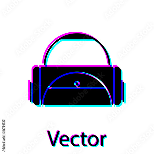 Black Sport bag icon isolated on white background. Vector Illustration