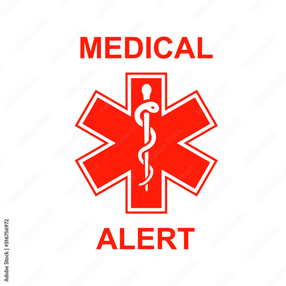 Medical alert sign. Clipart image isolated on white background - obrazy, fototapety, plakaty 