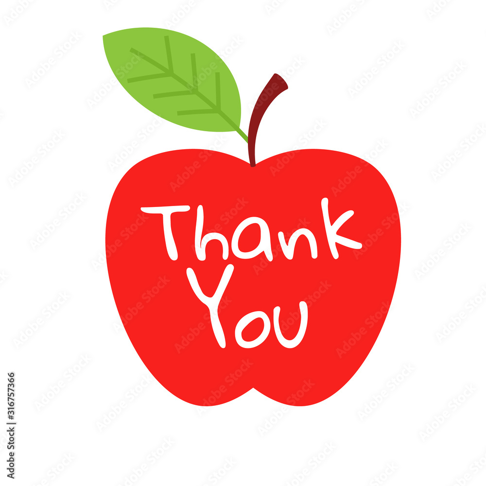 Apple thank you. Clipart image isolated on white background Stock