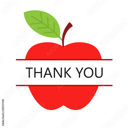 Split apple thank you. Clipart image isolated on white background